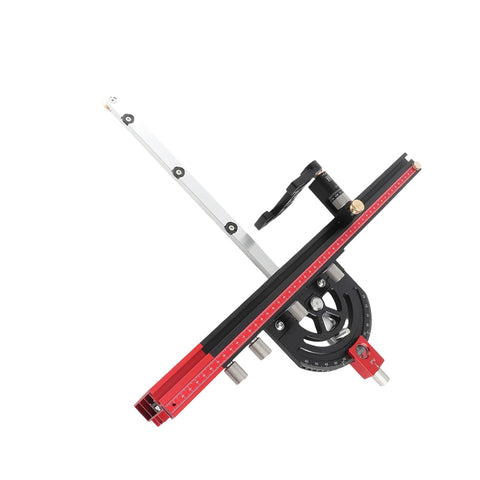 Heavy Duty Aluminum Miter Guide With Slick Sliding Fence For Table Saws And Router Tables Precision Tilt From Minus Sixty To Plus Sixty Degrees With Thirteen Stops for accurate woodworking cuts.
