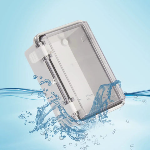 Rugged Weatherproof ABS Junction Box With Hinged Clear Grey Cover IP67 Waterproof Electrical Enclosure in water display