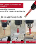 Dry and wet drilling demonstration showing Built Tight Dry Diamond Drill Bit Set With Fast Lock Hex Shank And Carbide Pilot Bit in use.