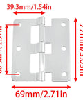 Silver Detachable Flag Hinge Quick Release Aviation Case Hardware 3.03 By 2.64 Inch Beefy Rustproof Metal Hinges measurement view