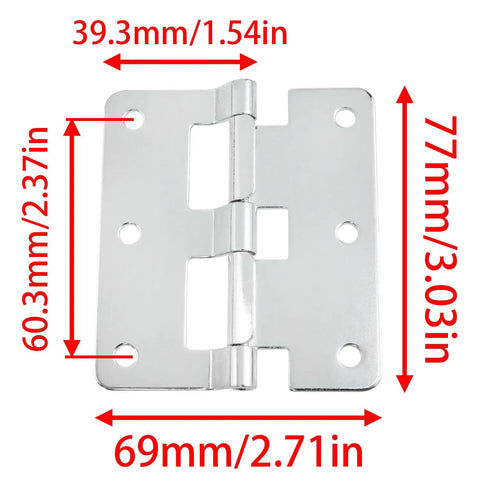 Silver Detachable Quick Release Hinges 3.03 x 2.64 Inch, detailed measurement view