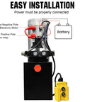 12V Electric Hydraulic Trailer Pump With 4 Quart Reservoir Double Acting Power Up Unit For Dump Trucks 3200 PSI Output Lift System Built For Heavy Duty Yard And Fleet Use showing installation diagram