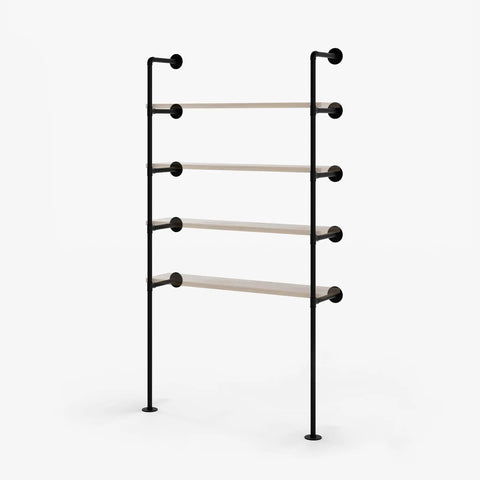 Heavy Duty Wall Mounted Shelf Brackets For DIY Industrial Shelving, Black Steel Pipe Design, Adjustable Floating Shelf Supports
