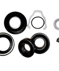 Heavy Duty Front Loading Washer Bearing And Lip Seal Repair Kit components including seals, bearings, and metal washers for repairs.