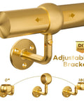 Legit Heavy Duty Six Foot Stair Handrail Kit Made From Tough 304 Stainless Steel With Badass Rust Resistant Build And Fly Gold Finish For Slick Wall Mount Railing Setup On Any Indoor Stairway - Gold adjustable bracket detail.