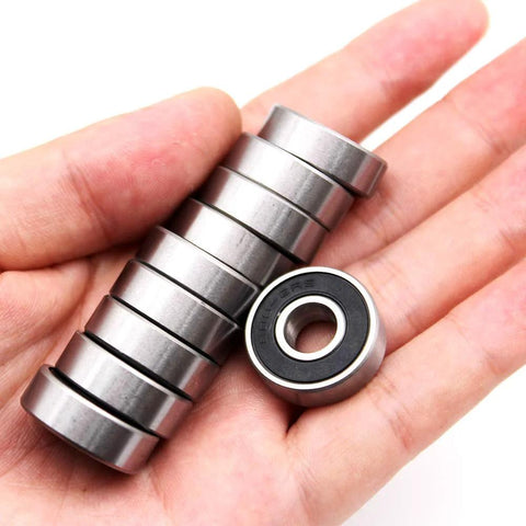 Premium 608RS bearings 2RS in hand, perfect for DIY projects, skateboards, and 3D printers. Durable chrome steel, pre-lubricated for smooth rolling.