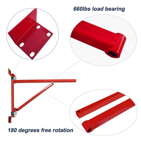 660 Pound Wall Mount Jib Crane With 47 Inch Reach And 180 Degree Rotation, Beefy Heavy Duty Steel Construction components