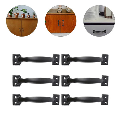 Six Inch Black Arch Cabinet Handles Set Of Six Vintage Iron Drawer Pulls For Wardrobe And Cabinet Furniture Hardware Replacement