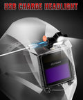 Auto Darkening Welding Helmet With True Color View And Light Lens Top Optical Clarity 1 1 1 2 Wide Field Of View Shade 9 To 13 Pro Grade Welding Mask with USB charge headlight