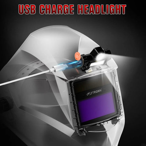 Auto Darkening Welding Helmet With True Color View And Light Lens Top Optical Clarity 1 1 1 2 Wide Field Of View Shade 9 To 13 Pro Grade Welding Mask with USB charge headlight