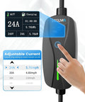 Straight Up Heavy Duty Nema 10 30 Level 2 EV Charger With Rock Solid Nacs Connector And Smooth 10 To 24 Amp Dial, user adjusting settings.