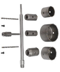 Heavy Duty Concrete Hole Saw Set With Special Shank For Super Fast Cement Brick Wall Water Pipe Drilling And High Wear Carbide Teeth That Last Forever Without Burning, hole saw kit