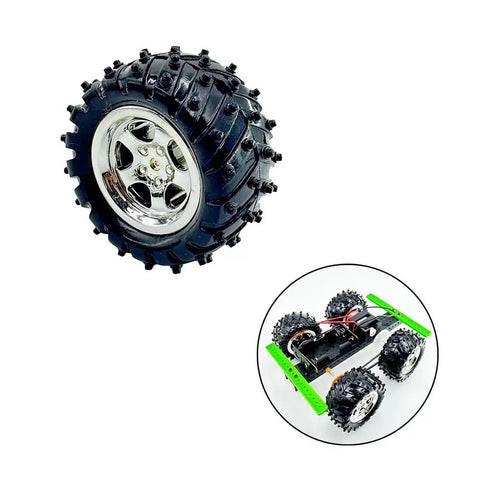 Four Pack Dope Plastic RC Car Wheels With Round Shaft Axles 55mm Diameter 28mm Wide Fits 3mm Shafts Includes 2 Metal Shafts Ideal