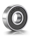 Front view of 608-RS ball bearing with rubber-sealed shield, 8x22x7 mm, for skateboards and inline skates.