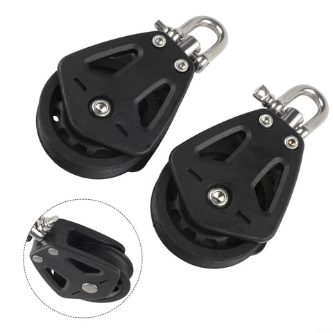 2 Pack Heavy Duty Nylon Pulley Block for Sailboat Rigging and Marine Applications with Bearing System, 460kg Load Capacity