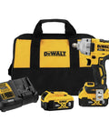 Heavy Hitter 20V Max Cordless Impact Wrench Half Inch Drive Bundle includes wrench, two batteries, charger and bag.