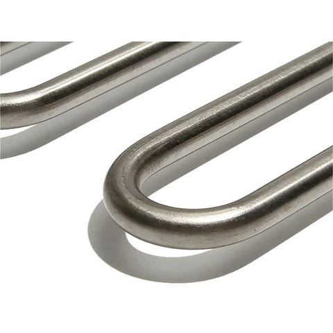 Close-up of Heavy Duty 2KW Air Heating Element For Saunas With 4U 304 Stainless Steel Flange 230V Immersion Heater's metal coil.