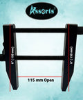 Heavy Duty 6 Inch Toolmaker Parallel Clamp With A Killer Grip And Slick Threaded Handles For Precision Work Holding and secure lock, showing measurements.
