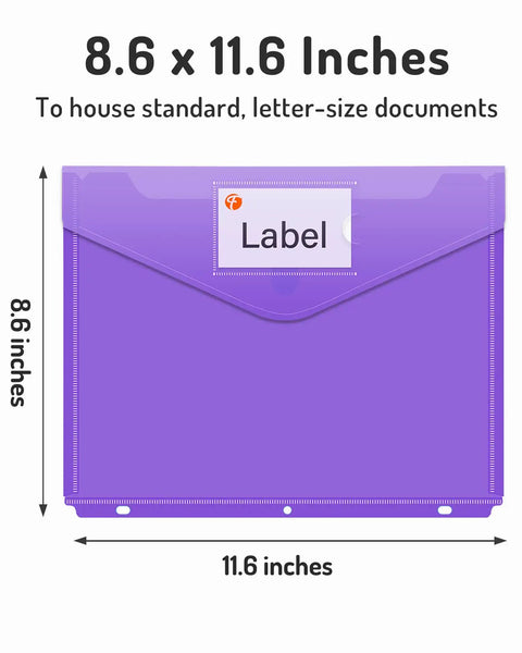 Heavy Duty Binder Pocket Folders 10 Pack With Tight Closure And Side Loading Pockets Three Hole Punched, Letter Size, Purple
