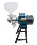 Heavy Duty 2200W 110V Wet Grain Mill Grinder with funnel, side view, showing durable steel construction for kitchens and cafes