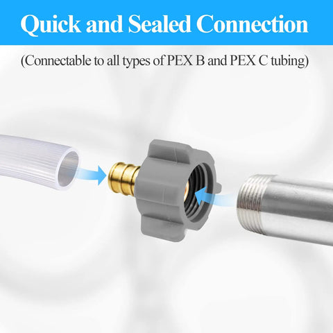 4 Piece PEX Fittings Kit With Half Inch Swivel Adapters For Drinking Water, Lead Free DZR Brass, Copper Crimp Rings And Stainless Clamps For RV, Under Sink And Home Plumbing Repairs, swivel adapter connection