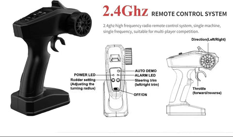 Off Road Remote Control Jet Boat With Dual Batteries And 4 Channel LED Lights remote control system with 2.4GHz frequency