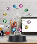 Colorful Battery Powered Newton Pendulum Ball Desktop Toy For Science Nerds Newton's Cradle Style Desk Decor