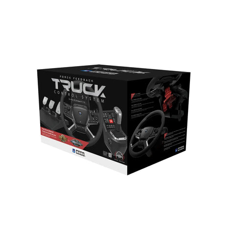 Box packaging of Truck Driving Simulator Control System For Windows 11 And 10 With Force Feedback Steering Wheel and accessories