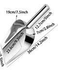 14.2 Inch Fire Pit And Garden Ash Shovel, Heat Resistant Stainless Steel, Lightweight 0.8 Lb, dimensions labeled, shiny surface