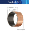1 Piece Carbon Steel Bronze Sleeve Bearing 25Mm Inner Diameter 28Mm Outer Diameter 15Mm Long shown with size measurements.