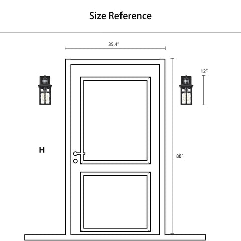 Built Different Matte Black Outdoor Wall Lights With Dusk To Dawn Motion Sensor And Water Glass Shade waterproof size reference diagram.