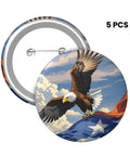 Dope Sunset Airplane Button Pins Set Of Five 2.4 Inch Round Metal Badges For Crafting DIY Projects with eagle design