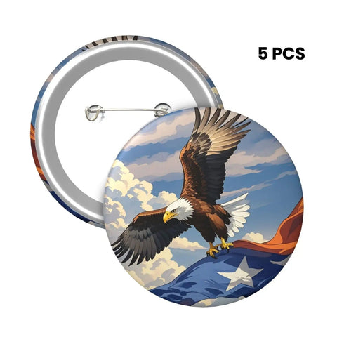 Dope Sunset Airplane Button Pins Set Of Five 2.4 Inch Round Metal Badges For Crafting DIY Projects with eagle design