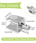 Size details of Top Notch Cabinet Shelf Clips 20pcs Glass Supports In Polished Chrome Zinc Alloy Adjustable Wall Mount With Pin