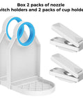 Two-Pack Laundry Detergent Cup Holder with nozzle button upgrade, no more messy drips, easy one hand use and drip tray.