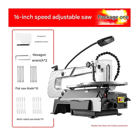 Kicker Desktop Jigsaw Saw Boasting A Kickass 150 Watt Motor Plus Roomy Fourteen Inch Work Area For No Sweat Wood Crafting DIY Project Assembly And Darn Fine Precision Carving Anytime with 16-inch adjustable speed saw.