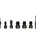 ARES 10100 7-piece thread chaser set in black carbon steel, displayed in a row.