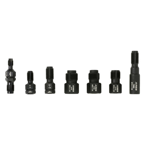 ARES 10100 7-piece thread chaser set in black carbon steel, displayed in a row.