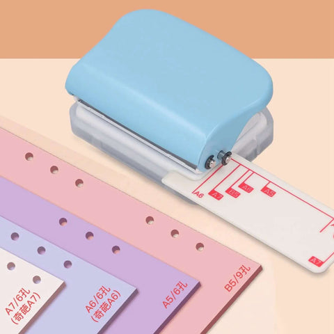 Three Hole Paper Punch Handheld For Office And School, 5 Sheet Capacity, 5.5mm Holes At 19mm Spacing, Metal Body With Scrap Collector