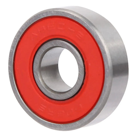8 Pack 608 Skateboard And Scooter Bearings With Red Cover ABEC 9 Heavy Duty Iron Construction For Ultra Smooth Operation And Long Lasting Durability On Decks And Ramps, close-up