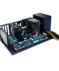 Open Air PC Case For ATX Micro ATX And Mini ITX Motherboards Up To 305x245mm Open Chassis Gaming Build Ready DIY Friendly With Space For One SSD And One HDD Power Supply Not Included, shown with installed components.