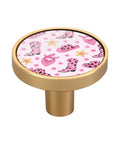 Pink Cowboy Boot Cabinet Knobs 4 Pack Round 1 1 4 Inches Drawers Pulls For Dresser And Kitchen Cabinets with gold base.