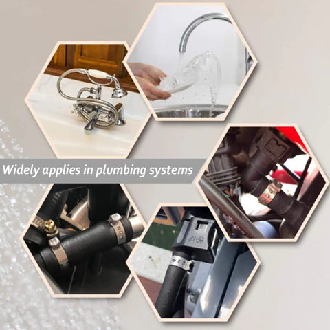 Usage of Stainless Steel PEX Cinch Clamp Rings 3/4 Inch Pack Of 50 in various plumbing systems and tubing connections.