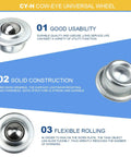 Hella Durable Stainless Steel Roller Balls 10 Pack Universal Swivel Casters shown from above, designed for smooth transfer across surfaces.