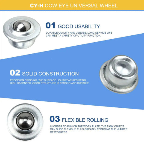 Hella Durable Stainless Steel Roller Balls 10 Pack Universal Swivel Casters shown from above, designed for smooth transfer across surfaces.