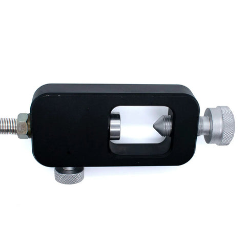 Scuba Tank Refill Adapter For DIN Valve Systems, 4500 PSI Refill, aluminum alloy, close-up of connector design with 8mm plug