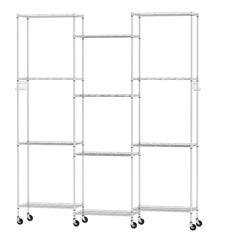 Premium Heavy Lifter 2 Pack 6 Tier Wire Shelving Units With Easy Roll Casters And Rust Free Hooks For No Sweat Home And Garage Organization Flexible Rack Setup