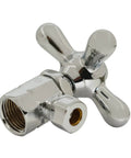 Victorian Pedestal Lavatory Kit With Cross Handles In Polished Nickel, showing cross handle angle stop for freestanding sinks