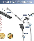 Powerful High Pressure Dual Shower Head With Handheld And 12 Inch Rainfall System installation guide steps.