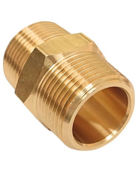Brass NPT Hex Nipple Male Pipe Adapter 1 Inch By 1 Inch Thread Outer Diameter 1.25 Inches